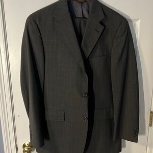 J Press Mens Suit 40R Charcoal Stripe Vintage 3/2 roll
